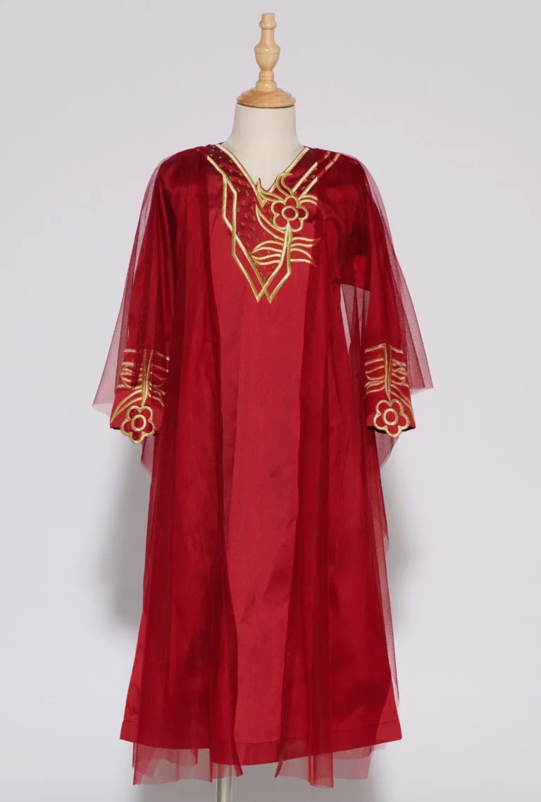 Matching Bu Taira jalabiya for the daughter, in Imperial Red