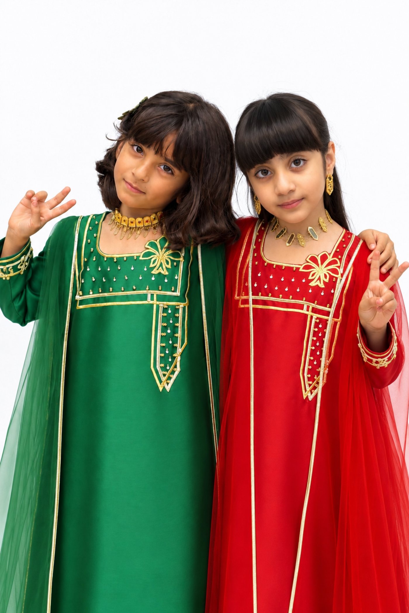 National Day Tulle kids jalabiya by OSH, in the colours of the UAE flag