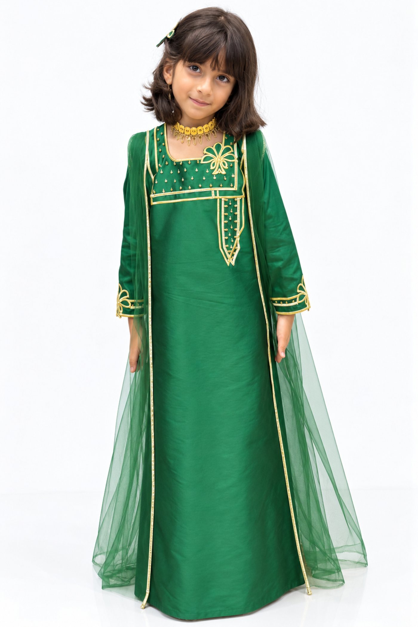 National Day Tulle kids jalabiya by OSH, in the colours of the UAE flag