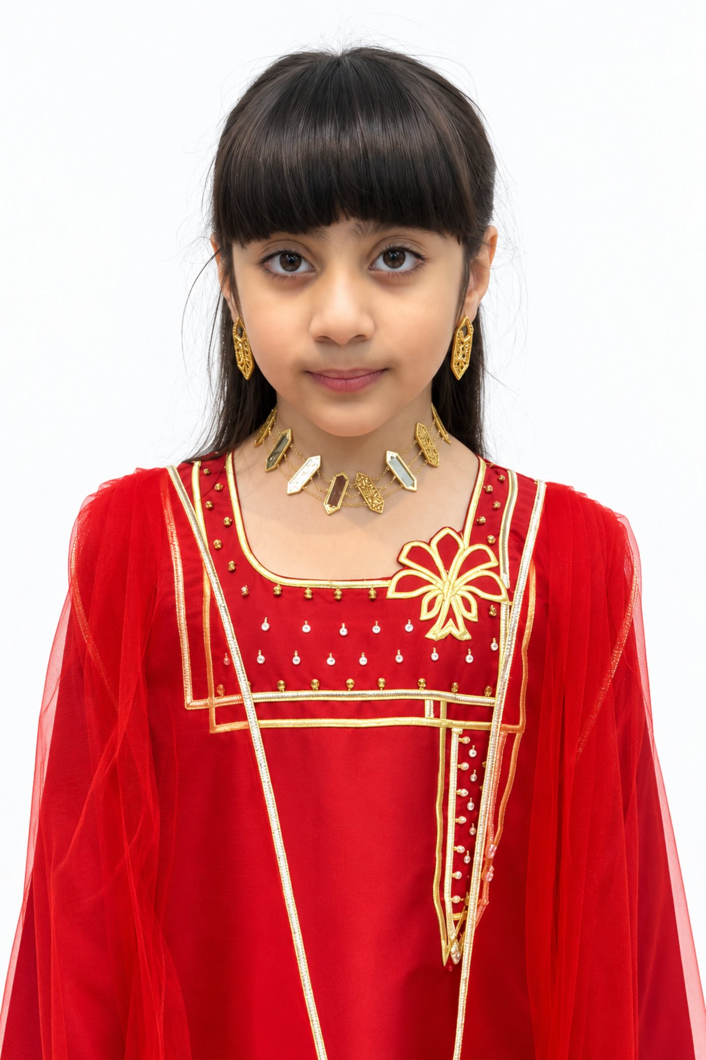National Day Tulle kids jalabiya by OSH, in the colours of the UAE flag